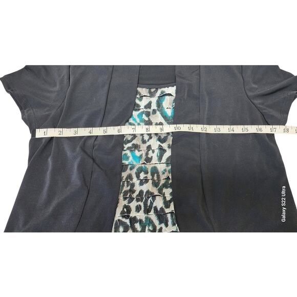 VTG CJ Banks 2 in1 Twinset Top Black With Multi Color Ruffled Animal Print W S - Picture 9 of 10